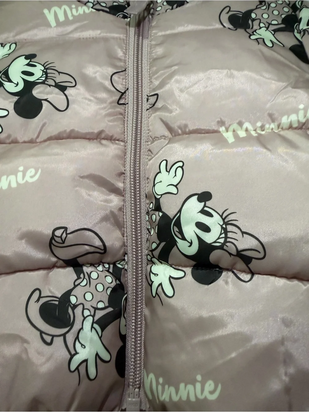 H&M Pink Minnie Mouse Puffer Jacket with Hood